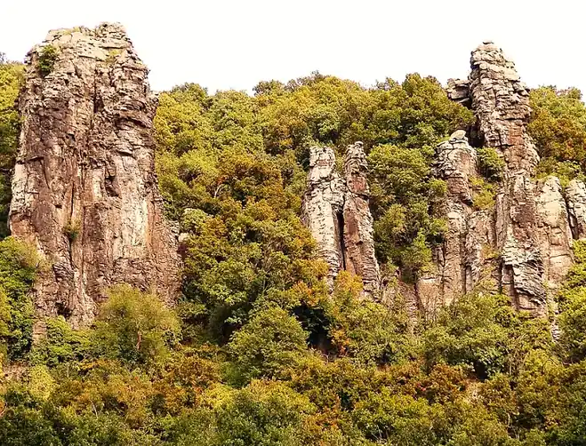 Függőleges bazaltoszlopok, a Badacsony hegy bazaltorgonái